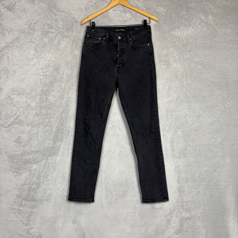 Denim Forum The Yoko High Rise Slim Jeans Black Organic Cotton Size 28L BMF10